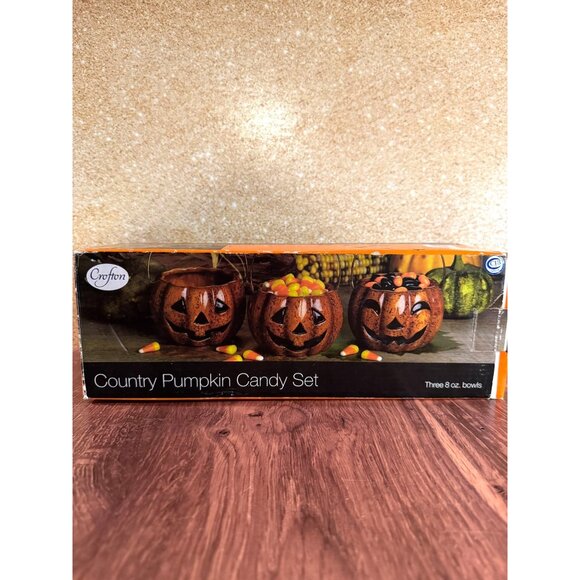 Vintage Set of 3 Country Pumpkin Candy Dishes – Aldi Exclusive (Creepy Cute!) - Picture 2 of 9